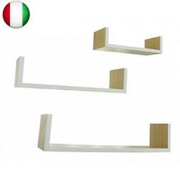 Frank Flechtwaren - Set di 3 mensole da parete, in legno nat
