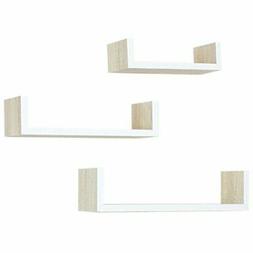 Frank Flechtwaren - Set di 3 mensole da parete, in legno nat