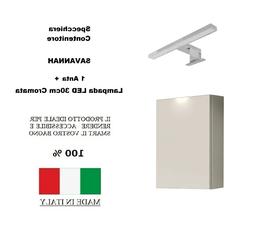 Era Contenitore Savannah Specchio Bagno Silver + Lampada Led