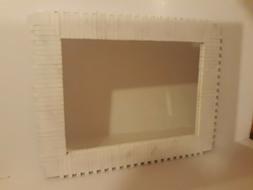 Era Cornice In Legno A Listelli Bianca Con Specchio. 93 X 73