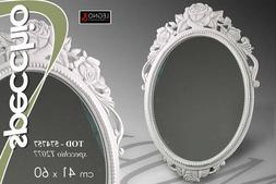 Era Specchio 60*41 Cm Bianco Perla Ovale Legno Shabby Chic T