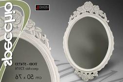 Era Specchio 76*50 Ovale Bianco Legno Cornice Shabby Chic To
