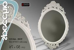 Era Specchio 76*50 Ovale Legno Cornice Shabby Chic Tod 64131