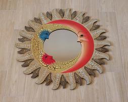 O Africano Legno Sole Luna Etnico Decorato Intagliato Handma