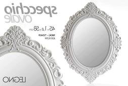 O Bianco Ovale Legno 58*45 Cm Con Cornice Shabby Chic Mog 71