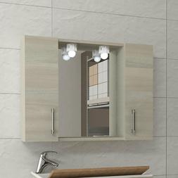 O Con  2 Ante Da Bagno Specchiera Pensile Rovere Grigio