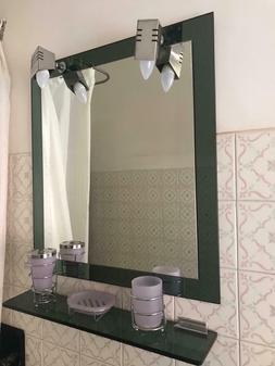 O Con Faretti Accessori Bagno + Mensola E Lampadario Grigio