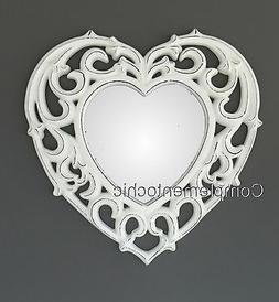 O Cuore Specchiera Bianco Shabby Chic Da Appendere Intagliat