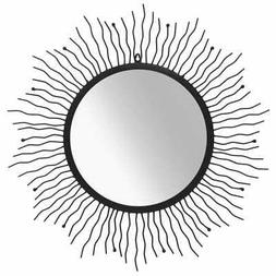 O Da Parete Con Cornice A Raggiera 80cm Nero Metallo Specchi
