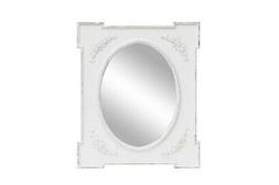 O Da Parete Con Cornice In Legno Bianco, Con Rose 50x1.5xh60