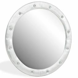 O Da Parete In Pelle Sintetica Rotondo Argento Lucido Specch