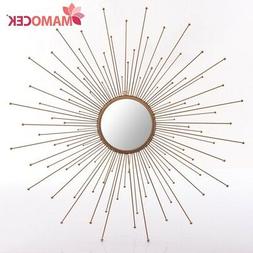 specchio in metallo oro bronzo tondo raggiera