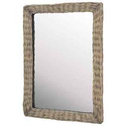 O In Vimini Rattan Marrone Vintage Manuale Specchiera Da Par