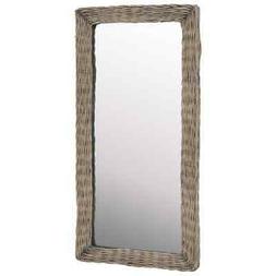 O In Vimini Rattan Marrone Vintage Manuale Specchiera Da Par