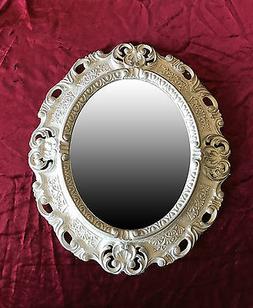 O Muro Bianco Argento Ovale 45x38 Barocco Antico Repro Vinta