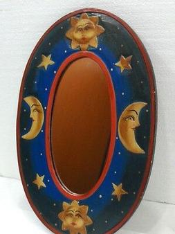 O Ovale Etnico In Legno - C/sole - Luna -  Stelle Cm.35,7x23