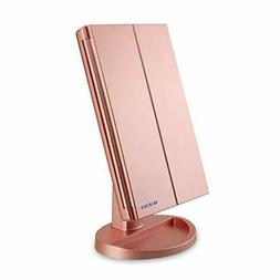 O Per Il Trucco Con Luce 1x / 2x / 3x Trifold Oro Rosa