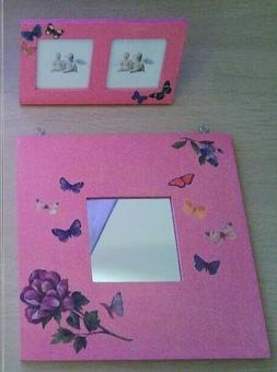 O + Portafoto Fatto A Mano Decoupage Handmade Legno Fiori Fa