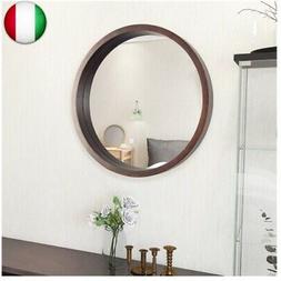O Rotondo Luminoso Con Cornice In Legno, Grande Specchio Da 
