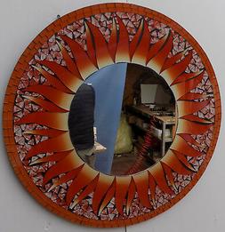 O Sole Rosso Arancio A Fiore Cm 60 Creato In Mosaico Di Vetr