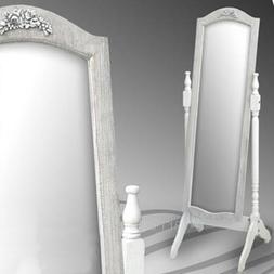 O Specchiera H157*50 Cm Grigio Argento Cavalletto Legno Shab