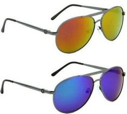 Uomo Metallo Polarizzati Pilota Occhiali da Sole Neri Grandi